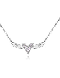 Elegant Silver Color V Shape Decorated Necklace