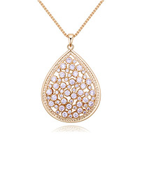 Elegant Gold Color Waterdrop Shape Decorated Necklace
