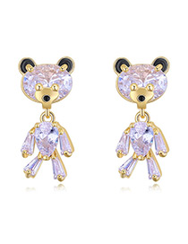 Elegant Gold Color Bear Shape Decorated Earrings