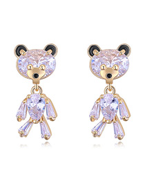 Elegant Rose Gold Bear Shape Decorated Earrings