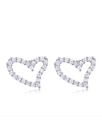 Elegant Silver Color Heart Shape Decorated Earrings