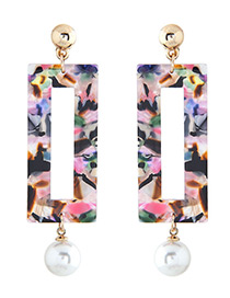 Elegant Multi-color Square Shape Decorated Earrings