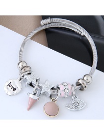 Fashion Silver Color+pink Star&eye Shape Decorated Bracelet