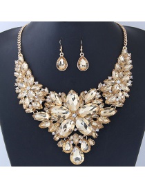 Fashion Champagne Gemstone Decorated Pure Color Jewelry Sets
