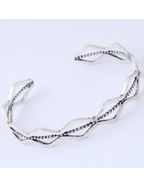 Fashion Silver Color Wave Shape Decorated Opening Bracelet