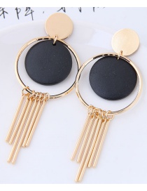 Vintage Black Tassel Decorated Earrings