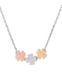Elegant Multi-color Clover Shape Decorated Necklace