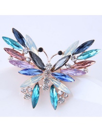 Elegant Multi-color Butterfly Shape Decorated Brooch