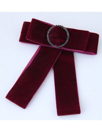 Vintage Claret-red Round Shape Decorated Bowknot Brooch