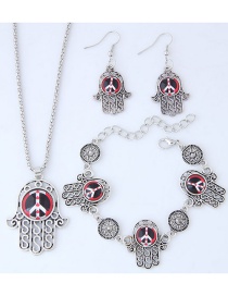 Fashion Red+silver Color Hand Shape Decorated Jewelry Set