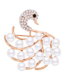 Fashion Gold Color+white Swan Shape Decorated Brooch
