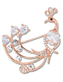Fashion Gold Color Peacock Shape Decorated Brooch