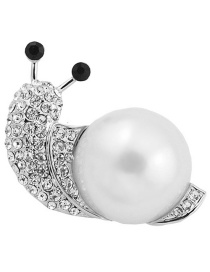 Fashion Silver Color +white Snails Shape Decorated Brooch