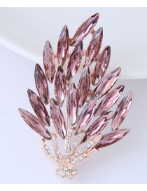 Fashion Pink+silver Color Leaf Shape Decorated Brooch