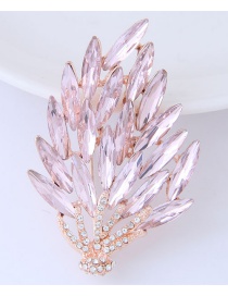 Fashion Light Pink+silver Color Leaf Shape Decorated Brooch