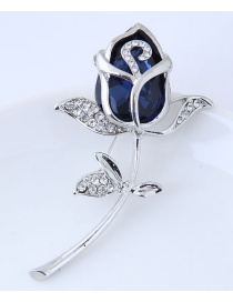 Fashion Blue+silver Color Flower Shape Decorated Brooch