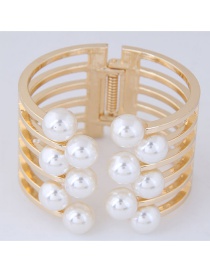 Exaggerated Gold Color Pearl Decorated Bracelets