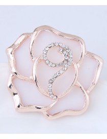 Fashion Gold Color Diamond Decorated Flower Shape Brooch