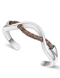 Fashion Silver Color+black Irregular Shape Design Simple Bracelet