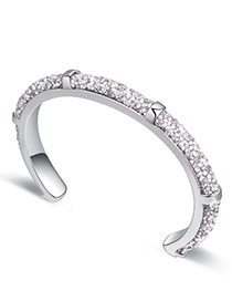 Fashion Silver Color Diamond Decorated Opening Bracelet