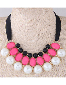 Fashion Pink+white Pearls Decorated Multi-layer Necklace