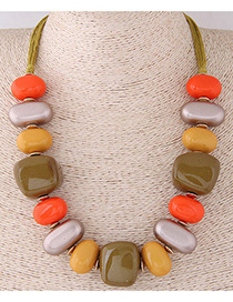 Fashion Orange+green Irregular Shape Design Simple Necklace
