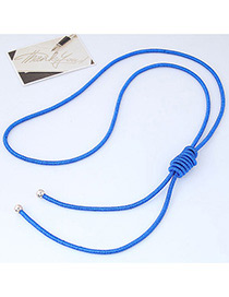 Fashion Sapphire Blue Pure Color Decorated Knot Design Necklace