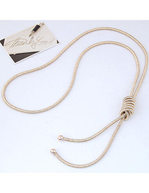 Fashion Gold Color Pure Color Decorated Knot Design Necklace