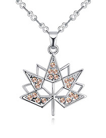 Fashion Champagne Maple Leaves Pendant Decorated Necklace