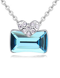 Fashion Blue Square Shape Pendant Decorated Necklace