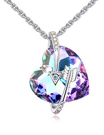 Fashion Purple Heart Shape&arrows Decorated Necklace