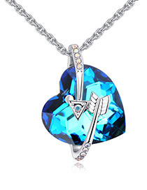 Fashion Blue Heart Shape&arrows Decorated Necklace