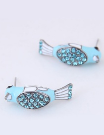 Fashion Blue Bird Shape Decorated Earrings