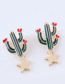 Lovely Green Cactus Shape Decorated Earrings