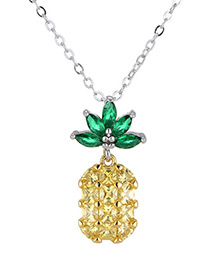 Elegant Yellow+green Pineapple Shape Decorated Necklace