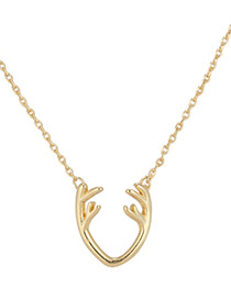 Elegant Gold Color Antlers Shape Decorated Necklace