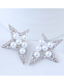 Aretes Brillantes De Estrella Con Perlas