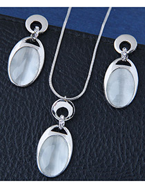 Fashion Silver Color Oval Shape Decorated Jewelry Sets