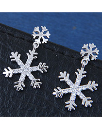 Fashion Silver Color Snowflake Shape Decorated Earrings