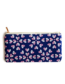 Fashion Pink+sapphire Blue Heart Pattern Decorated Cosmetic Bag