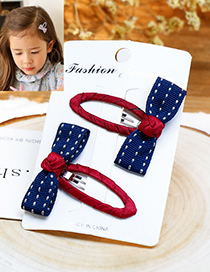 Fashion Navy+red Bowknot Shape Decorated Hair Clip (2 Pcs)