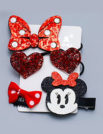 Fashion Red Bowknot Shape Decorated Hair Clip (5 Pcs)