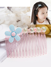 Fashion Light Blue Pearls&flower Decorated Hair Comb