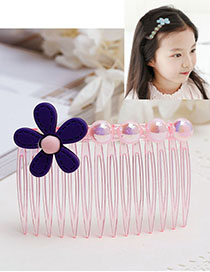 Fashion Dark Purple Pearls&flower Decorated Hair Comb
