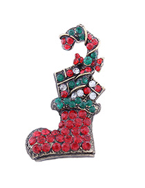 Lovely Red Christmas Socks Decorated Brooch