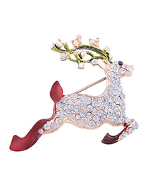 Lovely White Christmas Deer Decorated Brooch