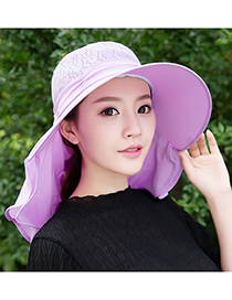 Fashion Purple Pure Color Decorated Anti-uv Hat