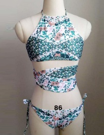 Sexy Multi-color Flower Pattern Decorated Off-the-shoulder Bikini