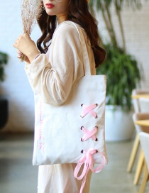 Fashion Pink Bowknot Decorated Square Shape Shoulder Bag