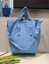 Fashion Blue Pure Color Decorated Environmental Shoulder Bag
